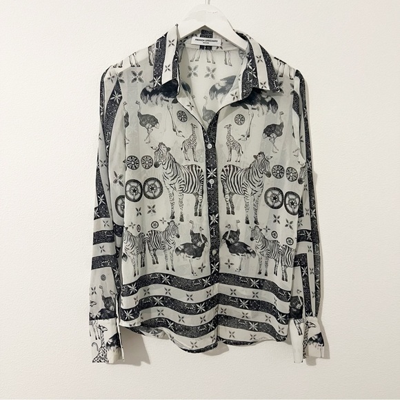 Amanda Uprichard Tops - Amanda Uprichard Button Down Safari Ostrich Animal Print Size Small S